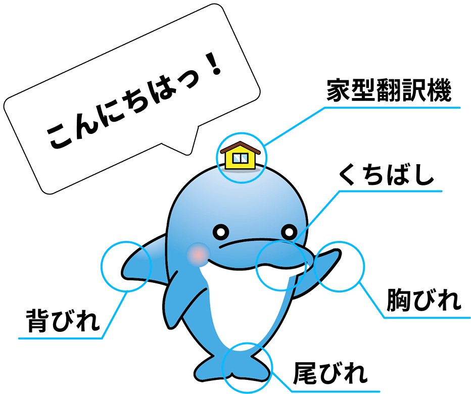 家型翻訳機 くちばし 背びれ 胸びれ 尾びれ